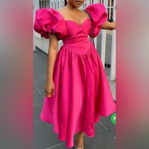 Hot pink midi party dress. Perfect for your inner girlie girl